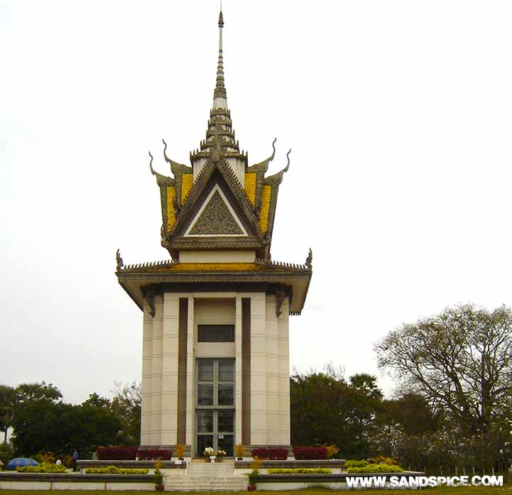 Buddhist stupa memorial at Cheung Ek - Phnom Penh, Cambodia