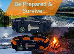 Survival Gear Bracelet 🔥 Cord, Compass, Fire Starter & Whistle