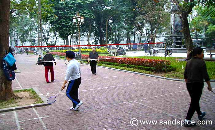 Locals keeping fit in the center of Hanoi