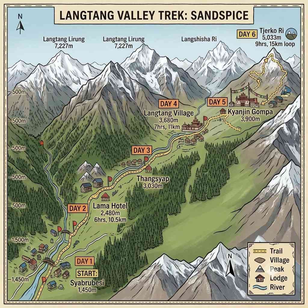 Langtang Trek Map Square